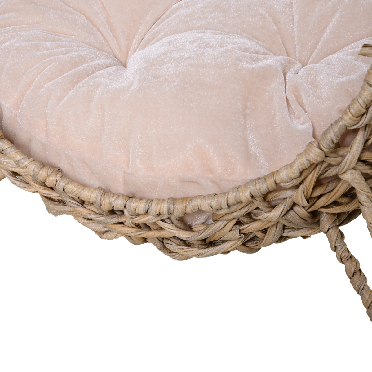 Rattan Elevated Cat House Kitten Bed Pet Furniture w/ Cushion Natural