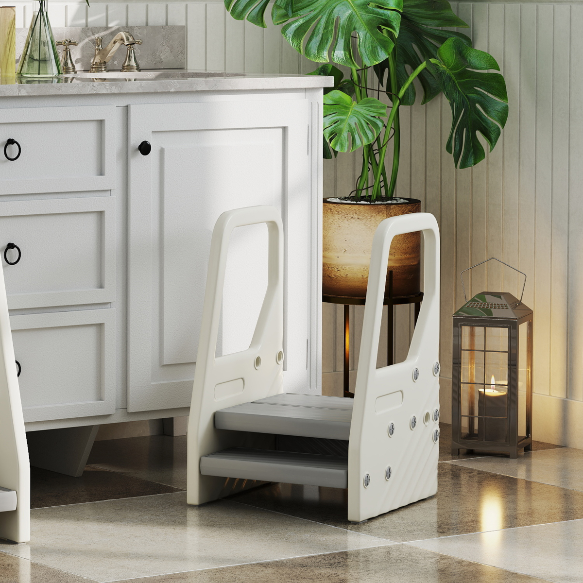 AIYAPLAY Toddler Tower, Adjustable 3 Step Kitchen Stool Helper for 2-5 Years