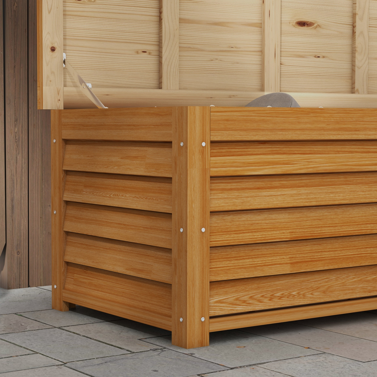Outsunny 292L Outdoor Storage Box for Patio, Pool, Light Brown