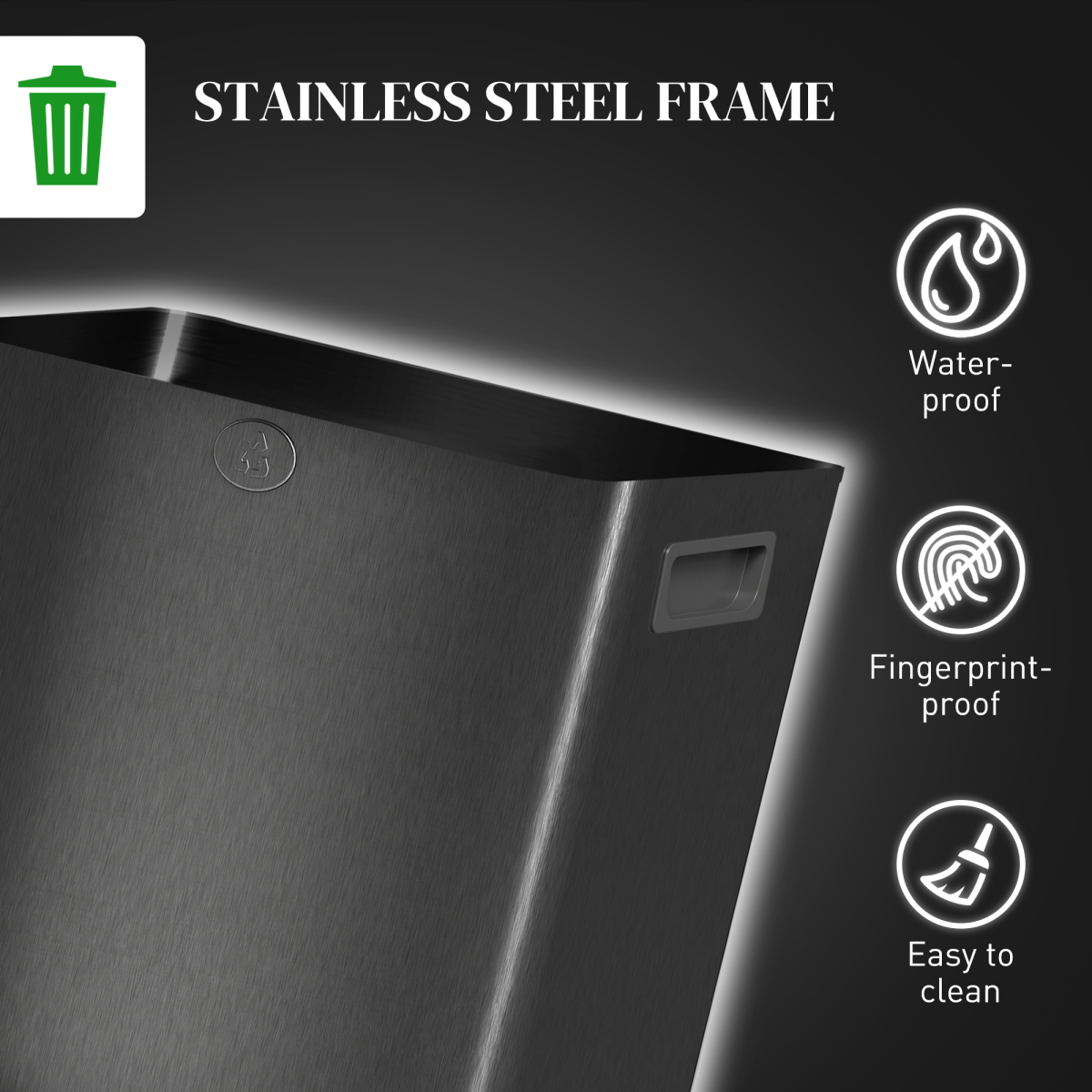HOMCOM 2 x 15L Dual Kitchen Bin Pedal Bin for Recycling and Waste, Black
