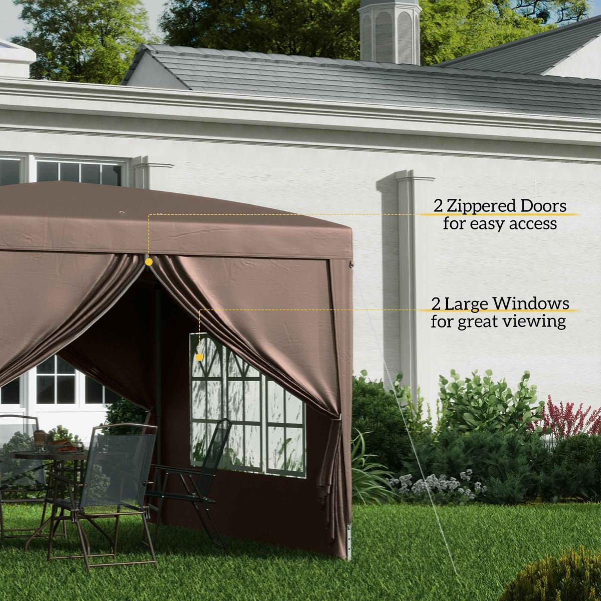 Outsunny 3x3 m Pop Up Gazebo Party Tent Canopy Marquee with Storage Bag Coffee
