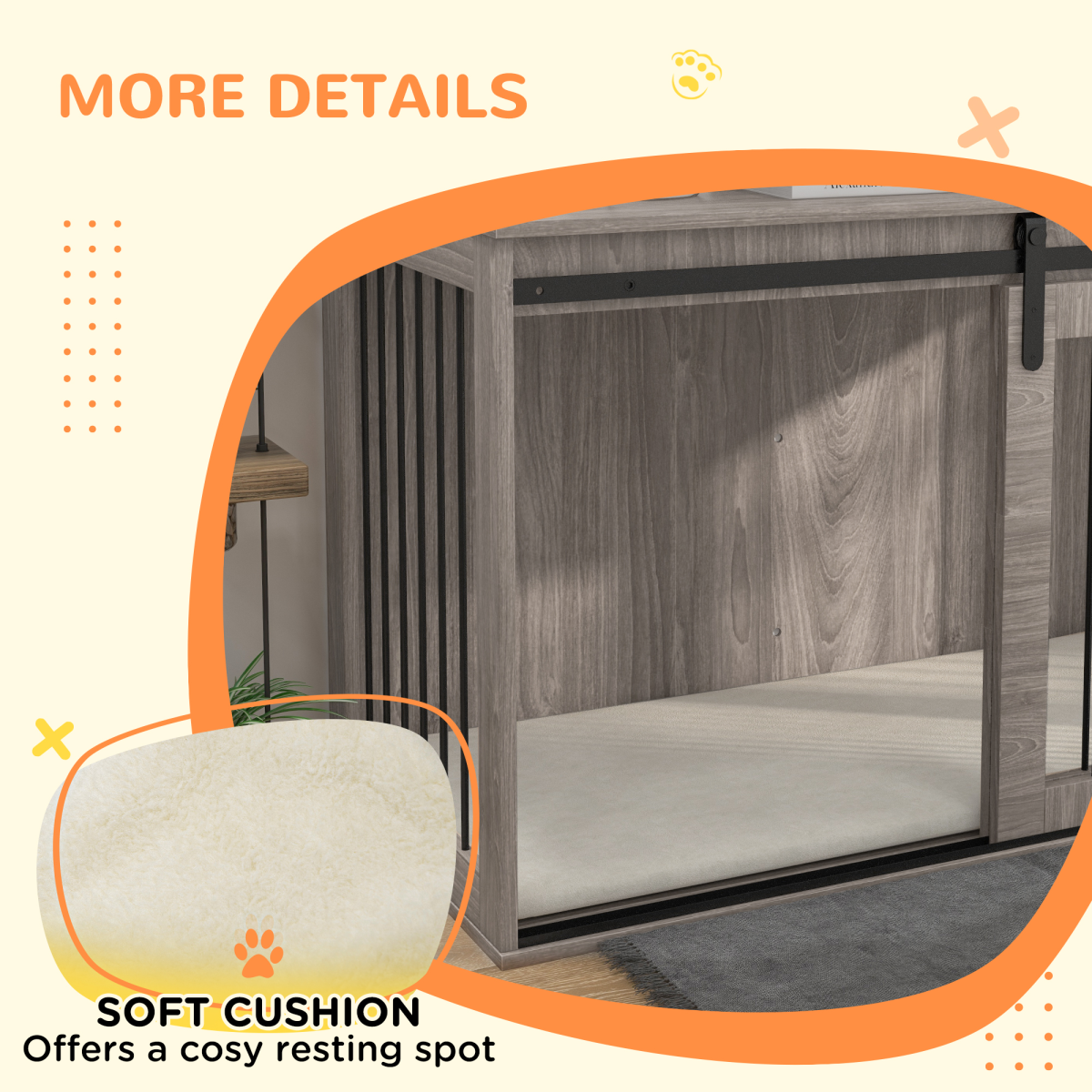 PawHut Dog Crate Furniture with Removable Cushion for XL Dogs - Brown