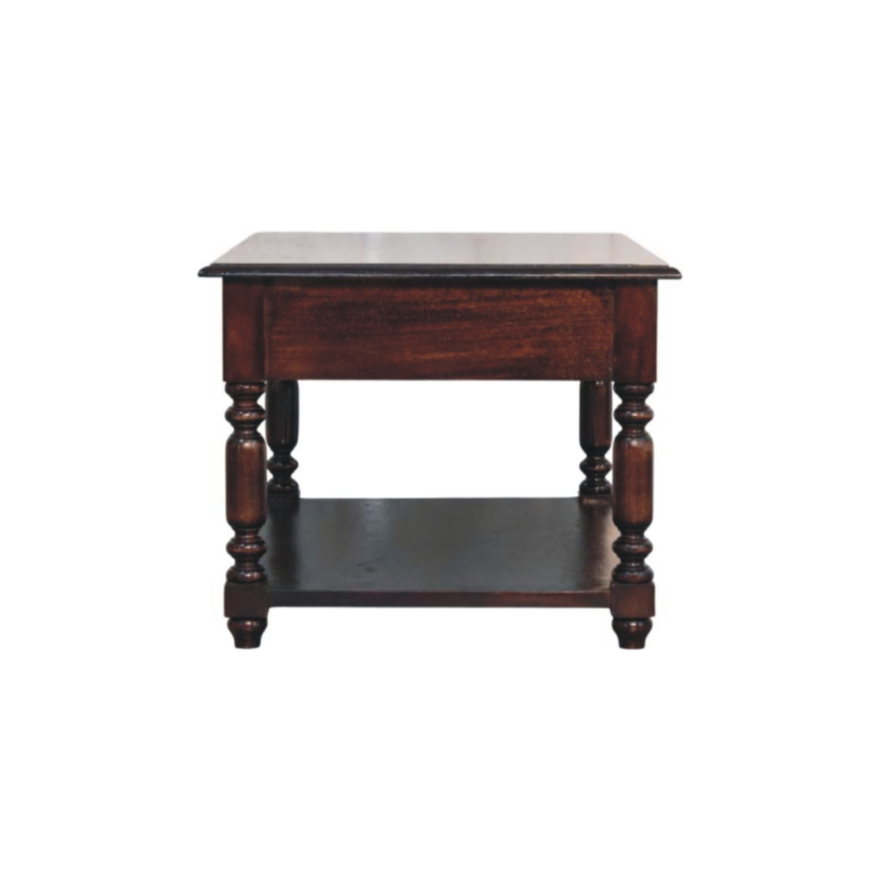 Artisan Furniture Solid Wood Turned Legs Cherry Console Table, 2 Drawers & 1 Open Slot, Dark Brown