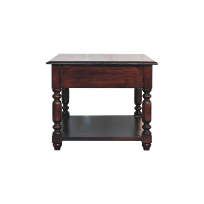 Artisan Furniture Solid Wood Turned Legs Cherry Console Table, 2 Drawers & 1 Open Slot, Dark Brown