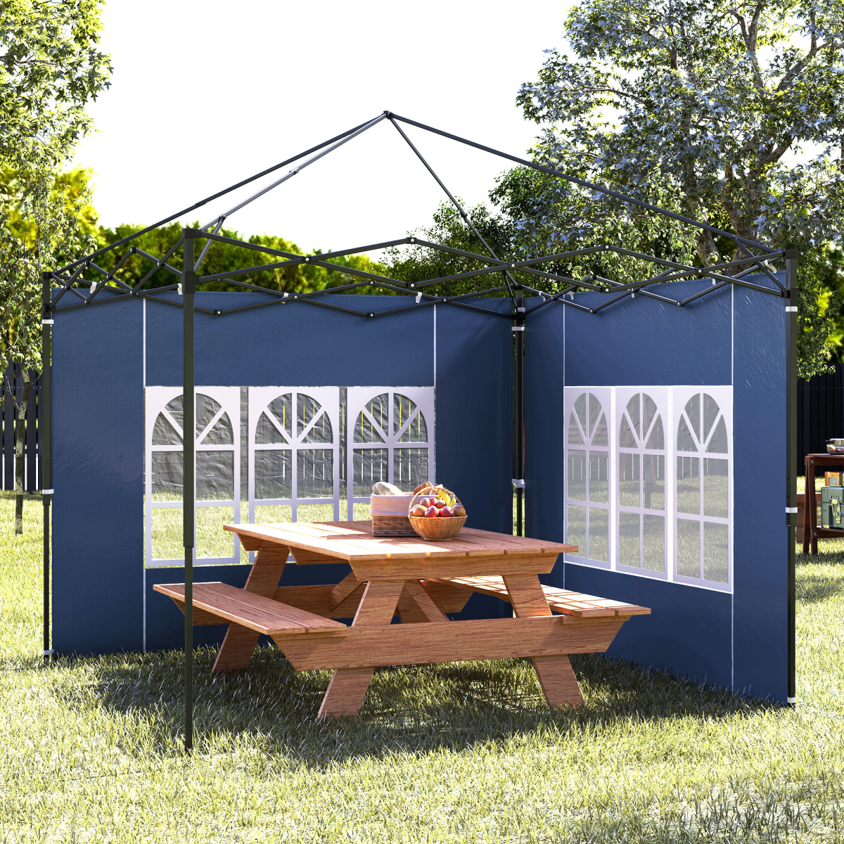 Outsunny Gazebo Side Panels for 3x3(m) or 3x6m Gazebo Canopy, 2 Pack, Blue