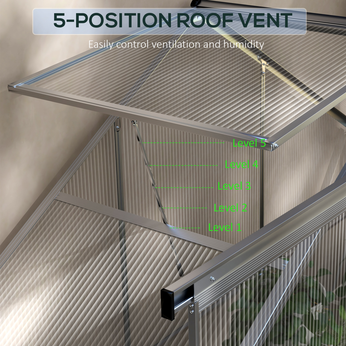 Outsunny 6 x 2.5ft Polycarbonate Greenhouse Aluminium Green House, Silver