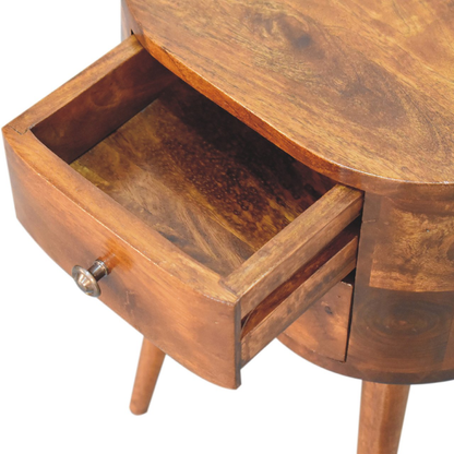 Artisan Furniture Solid Wood Mini Chestnut Rounded Bedside Table, Brown, 2 Drawers