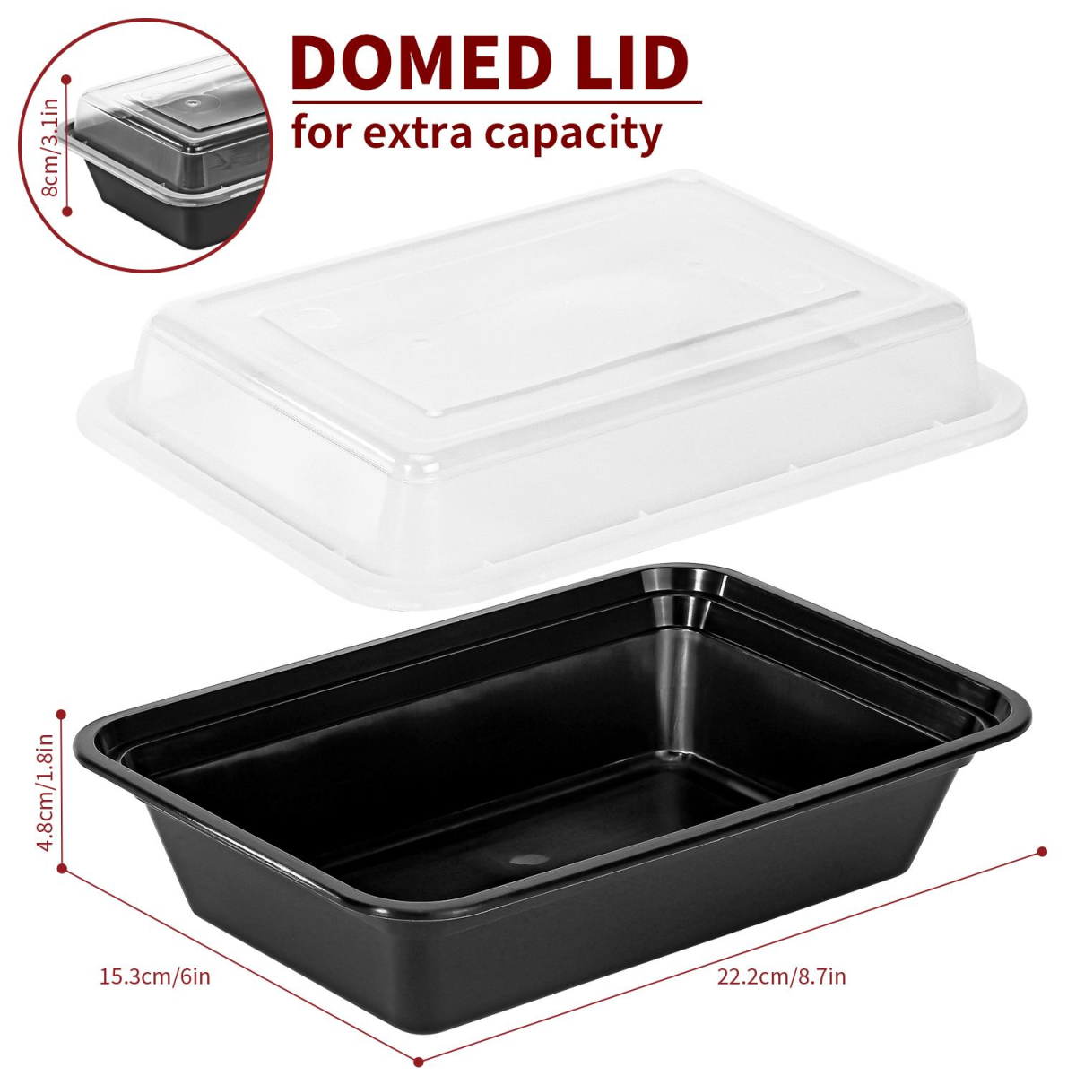VINSANI 30pk 1 COMPARTMENT MEAL PREP CONTAINERS 1010474