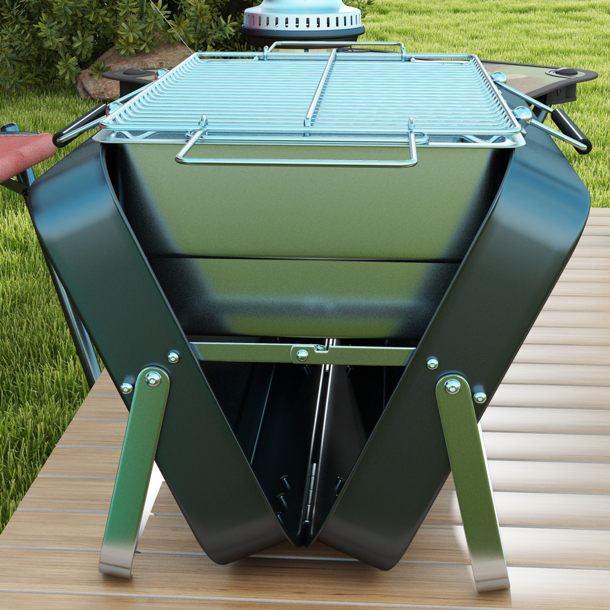 Outsunny Portable BBQ Grill with Suitcase Design for Camping Picnic Party, Black