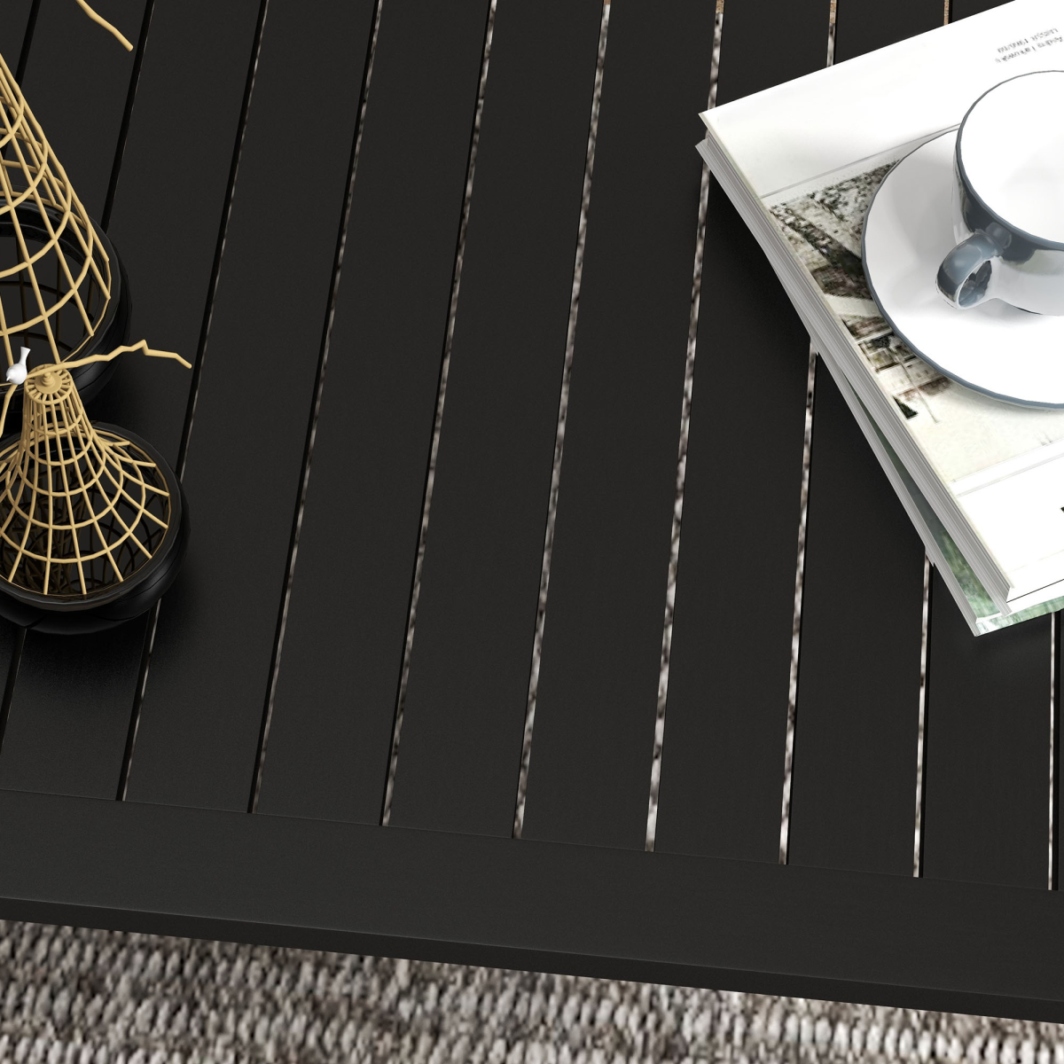 Outsunny Aluminium Outdoor Coffee Table Patio Table, Black