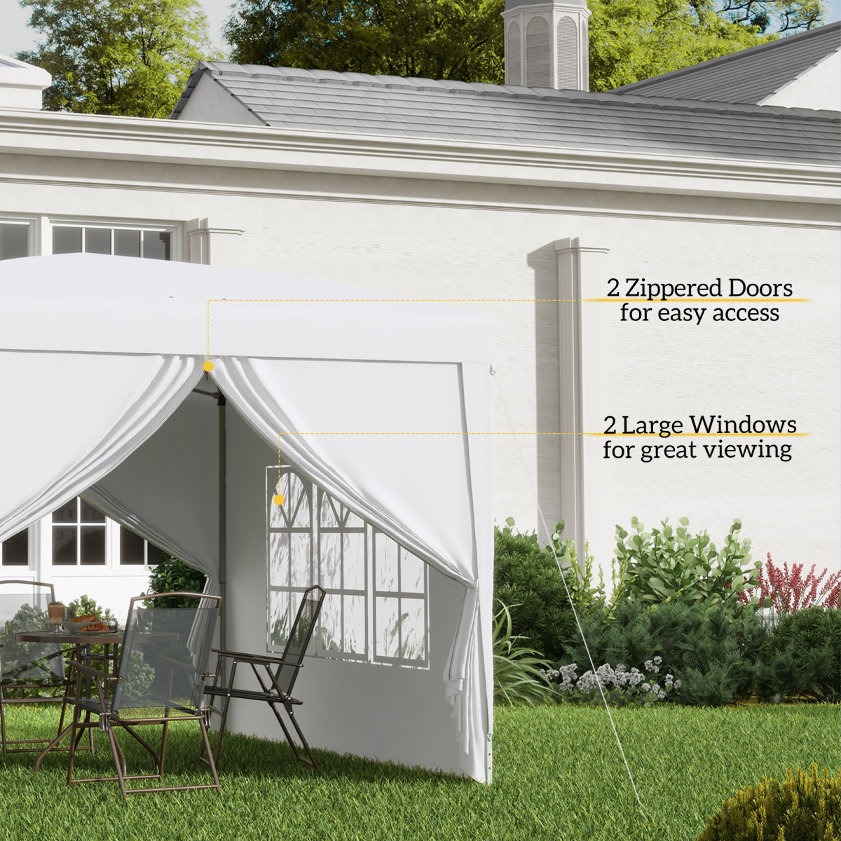 Outsunny 3mx3m Pop Up Gazebo Party Tent Canopy Marquee with Storage Bag White