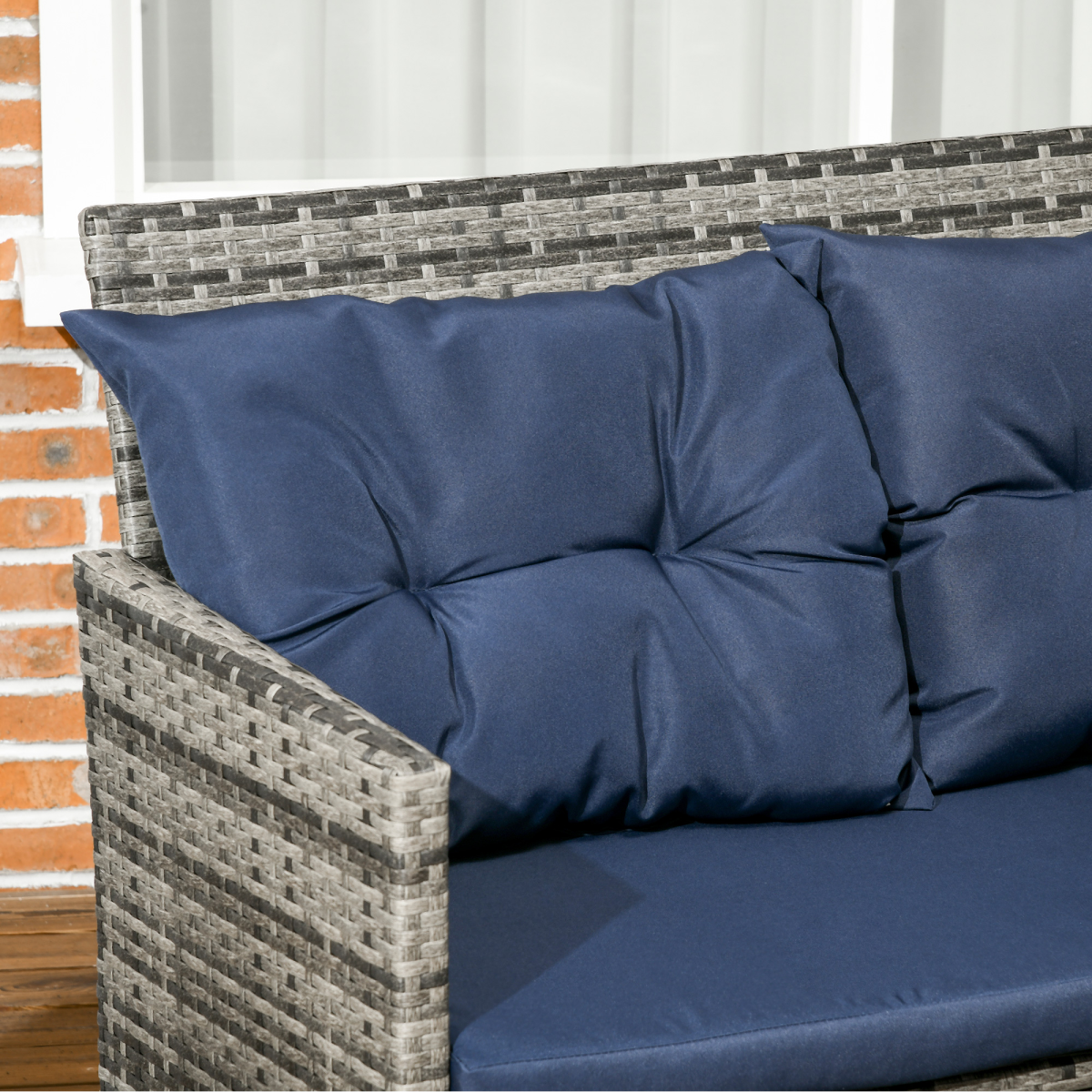 Outsunny 6 PCs Patio wicker Sofa Set Rattan Chair Furniture w/ Glass & Cushioned