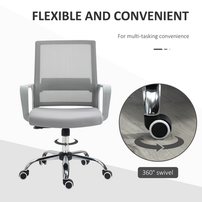 Ergonomic Office Chair Adjustable Height Mesh Chair with Swivel Wheels Grey
