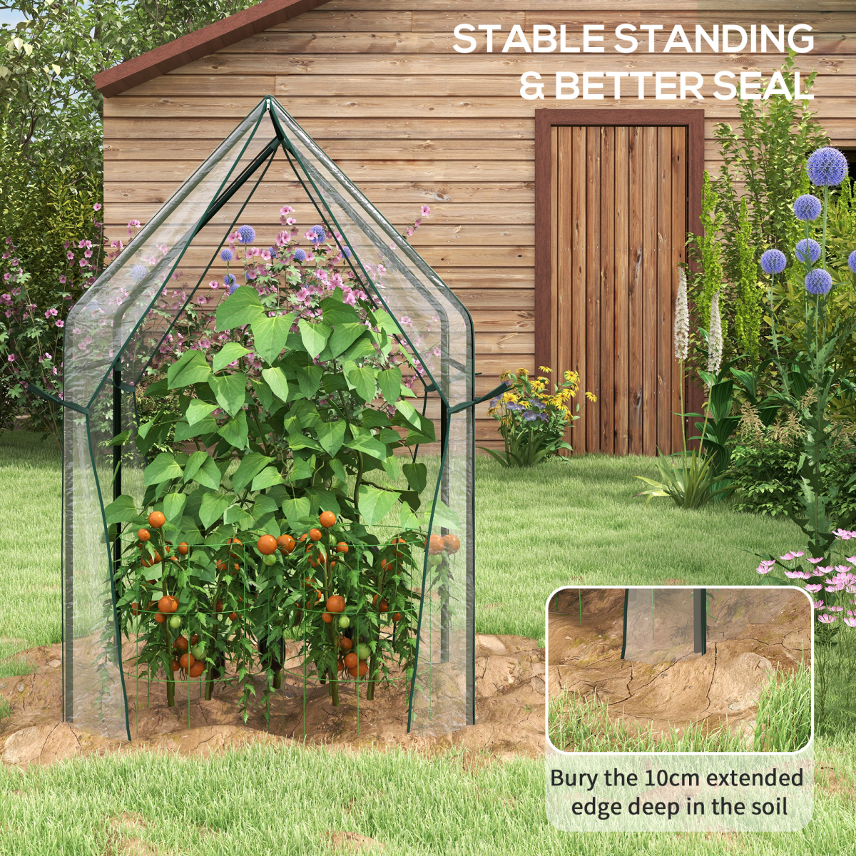 Outsunny Tomato Greenhouse with 2 Zipped Doors, Outdoor Green House, Clear