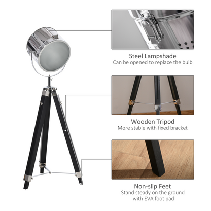 Industrial Style Adjustable Tripod Floor Lamp, Searchlight Reading Lamp