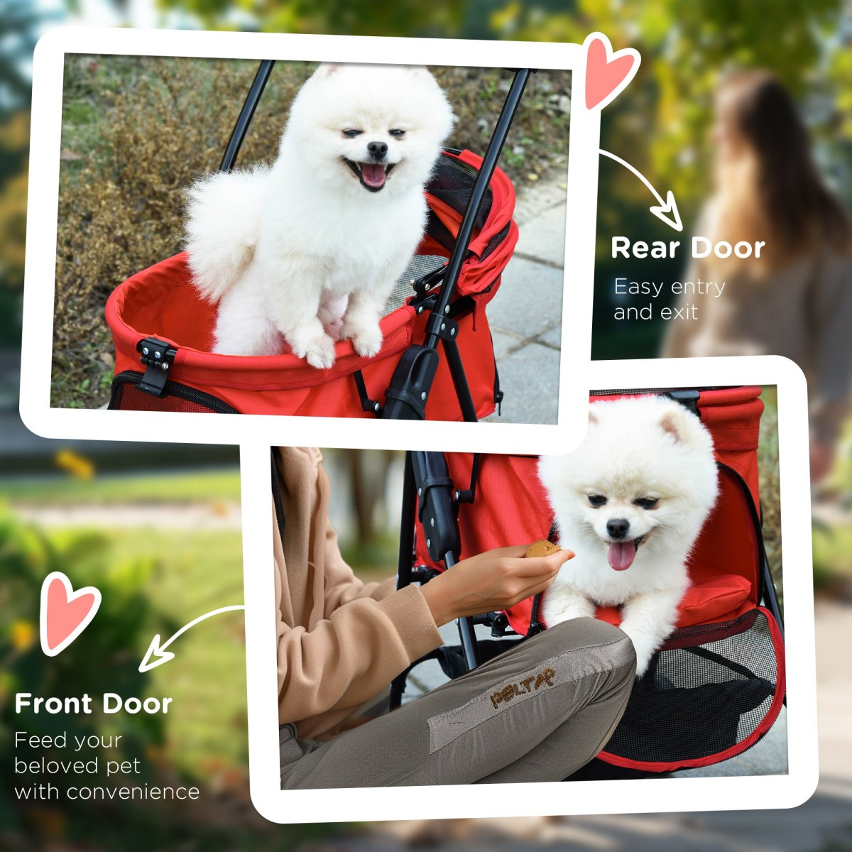 Pet Stroller No-Zip Foldable Travel Carriage with Brake Basket Adjustable Canopy