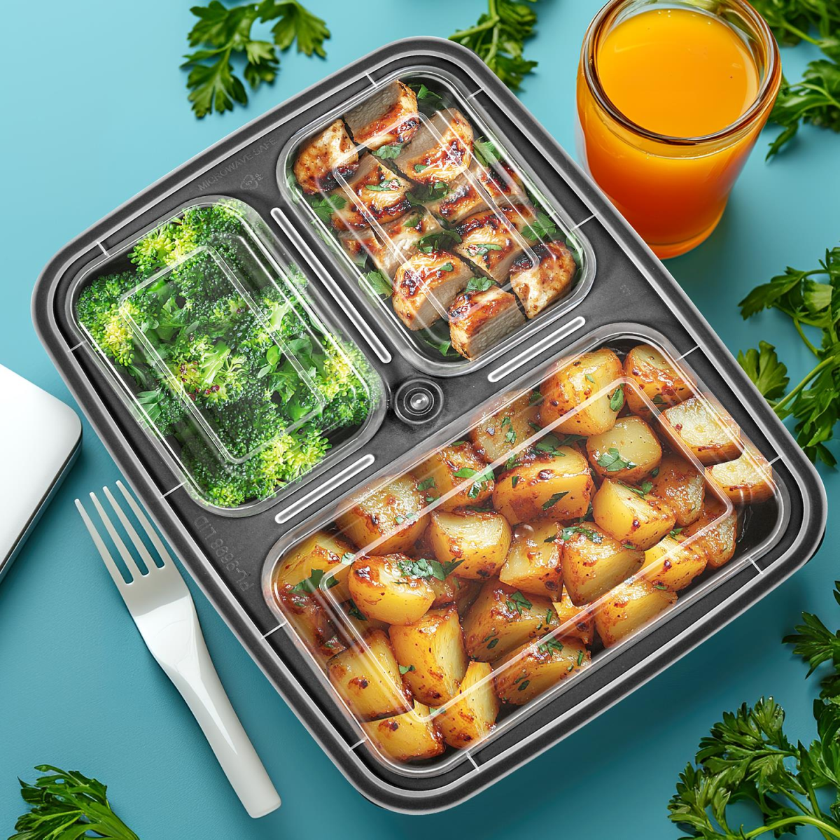 VINSANI 10pk 3 COMPARTMENTS MEAL PREP CONTAINERS 1010425
