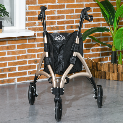 HOMCOM Lightweight Aluminium 3-Wheel Rollator with Adjustable Handle Storage Bag
