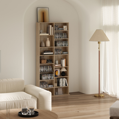 HOMCOM 640 CD Storage Unit 360 DVD Storage Tower w/ 18 Compartments Natural
