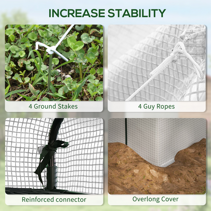 Outsunny Walk-in Garden Greenhouse Shelves Polytunnel Steeple Grow House