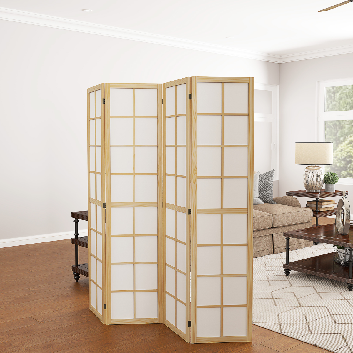 HOMCOM Indoor Room Partition, 4 Panel Folding Room Divider, 160 x 170cm