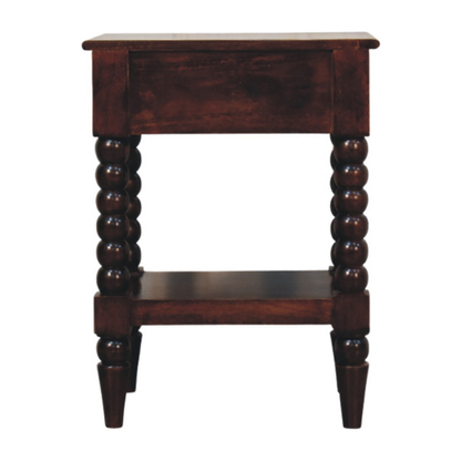 Artisan Furniture Solid Wood Vienna Nightstand, Drawer And Open Shelf, Dark Brown