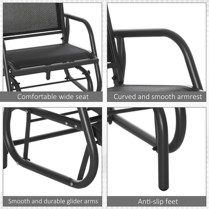 Outdoor Gliding Swing Chair Garden Seat w/ Mesh Seat Curved Back Steel Frame