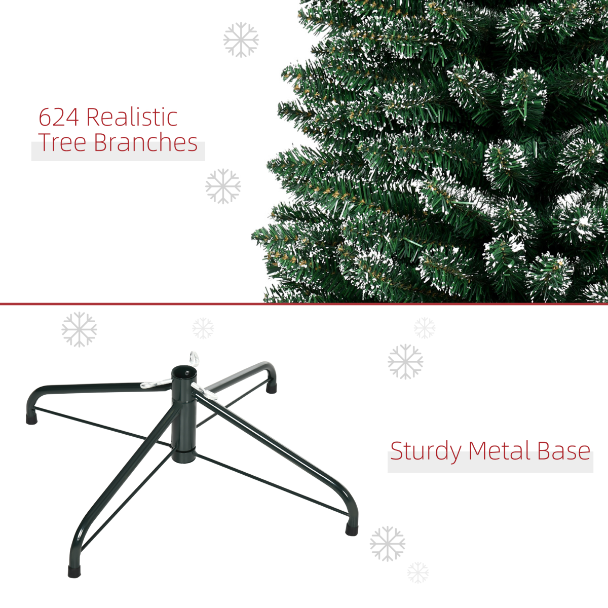 7.5FT Artificial Snow Dipped Christmas Tree Home Decoration Green HOMCOM