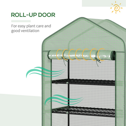 Outsunny Widened Mini Greenhouse 5 Tier Green House, 193H x 90W x 49Dcm, Green
