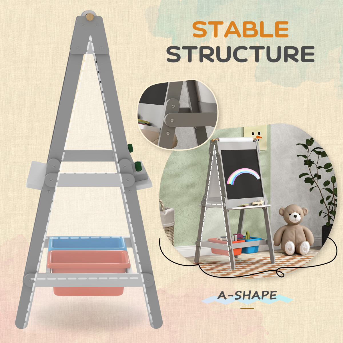 AIYAPLAY Double Sided Art Easel for Kids with Paper Roll