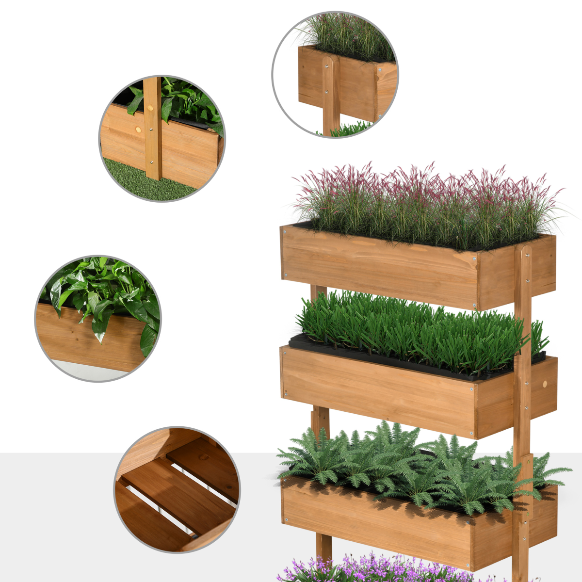 Outsunny Raised Garden Bed Wooden Plant Stand Orange