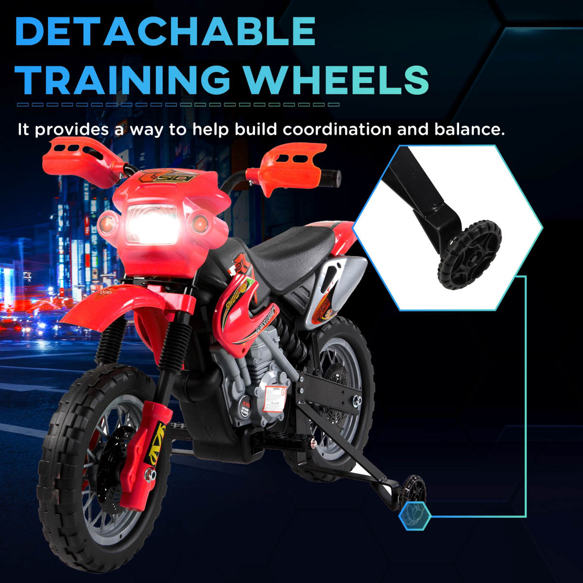 6V Kids Electric Motorbike Motorcycle Ride On for 3-6 Years Red HOMCOM