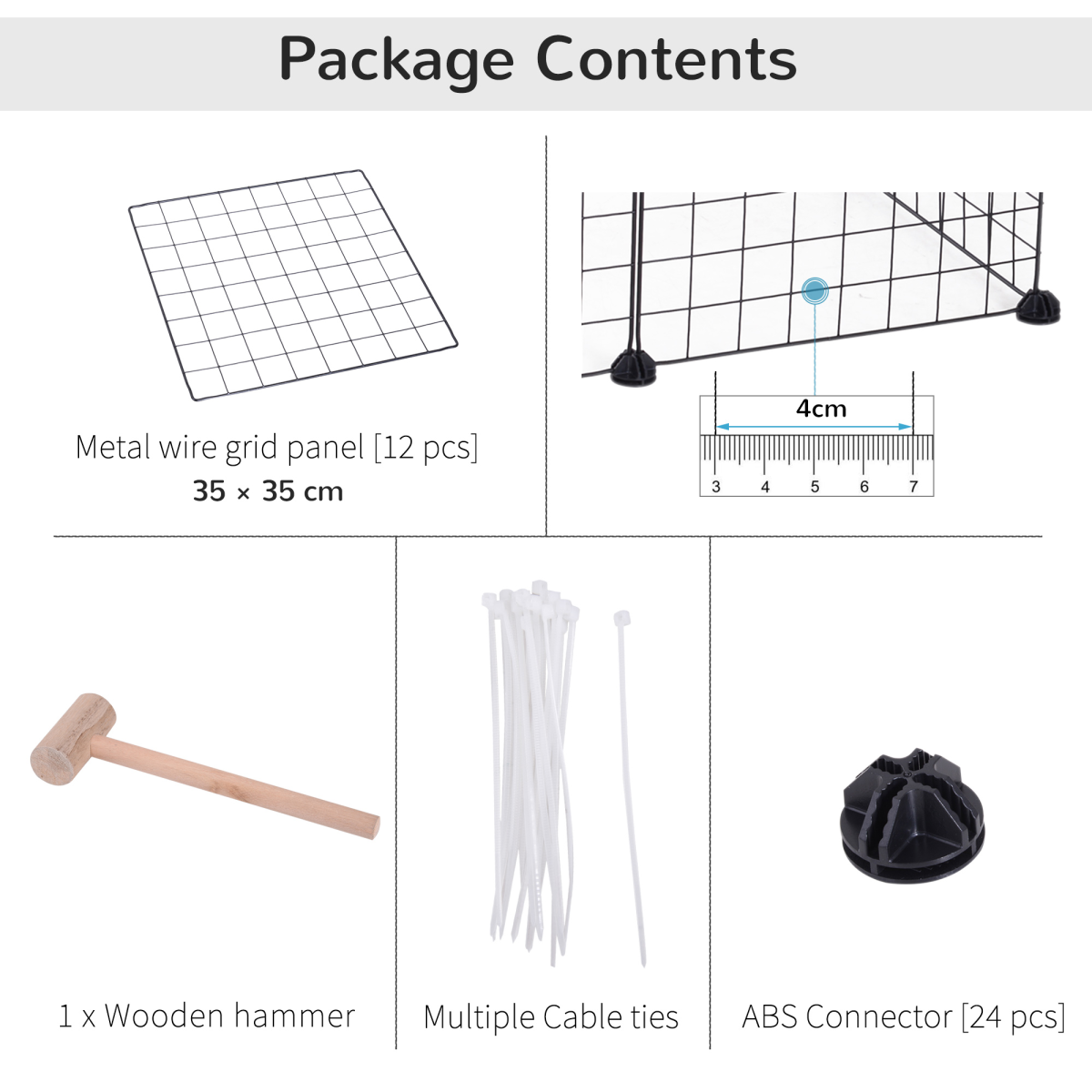 DIY Pet Playpen Metal Wire Fence 12-Panel Guinea Pig Small Animals Cage Black