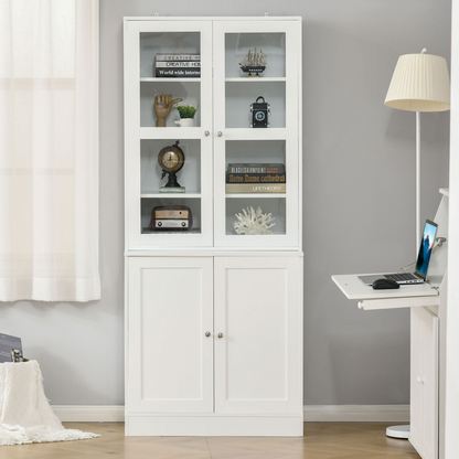 Modern Bookcase Display Storage Cabinet w/ Doors Adjustable Shelves