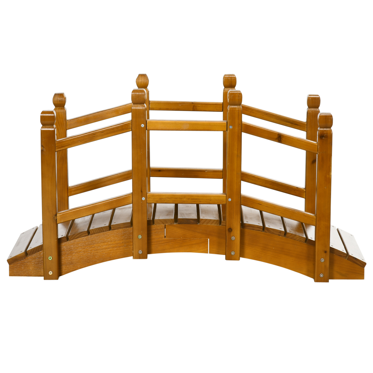 Wooden Garden Bridge Arc Footbridge with Safety Railings for Pond Creek Stream