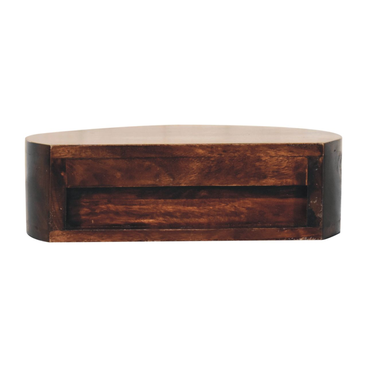 Artisan Furniture Solid Wood California Walnut Wall Mounted Rounded Bedside, 1 Drawer, Dark Brown