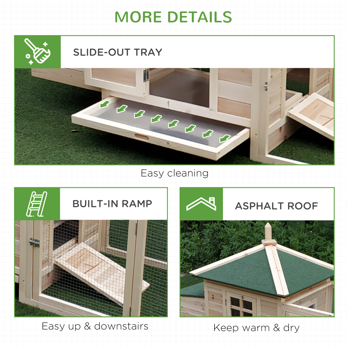 Chicken Coop Small Animal Pet Cage w/ Nesting Box Outdoor Run Backyard Wooden