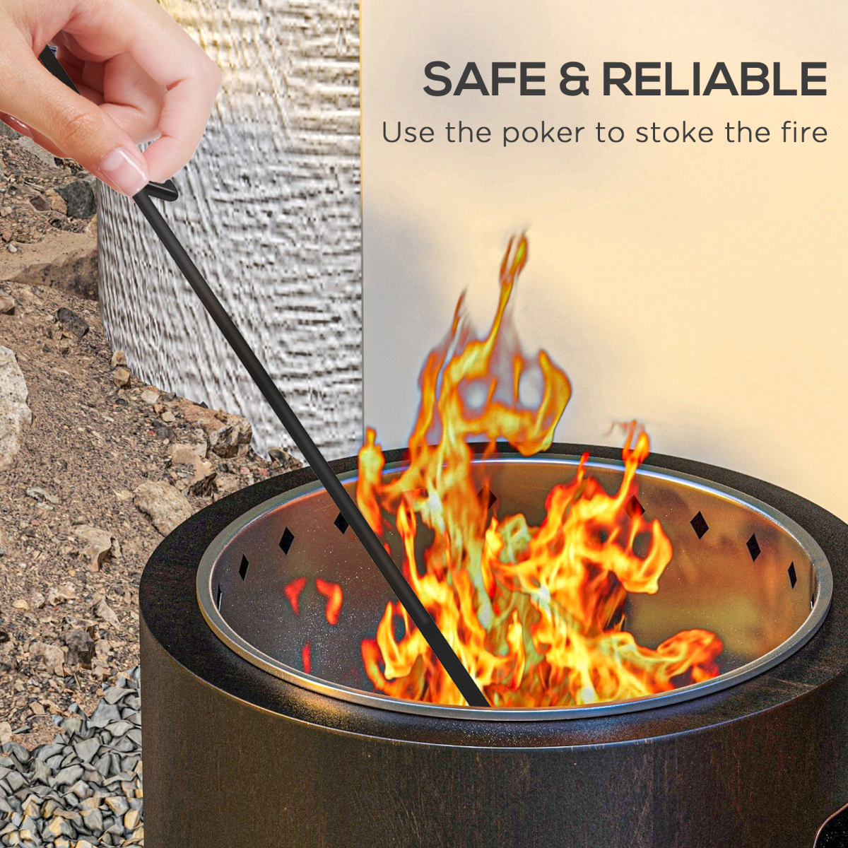 Outsunny 45cm Smokeless Wood Burning Firepit Metal Fire Pit, Black