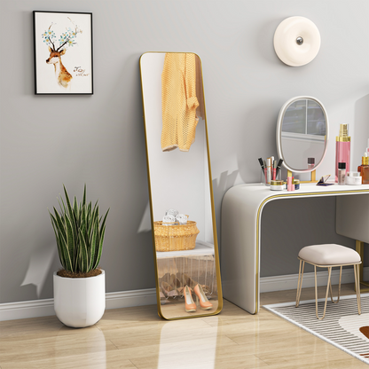 HOMCOM Rectangular Full Length Mirror for Bedroom, 40 x 160 cm, Gold Tone
