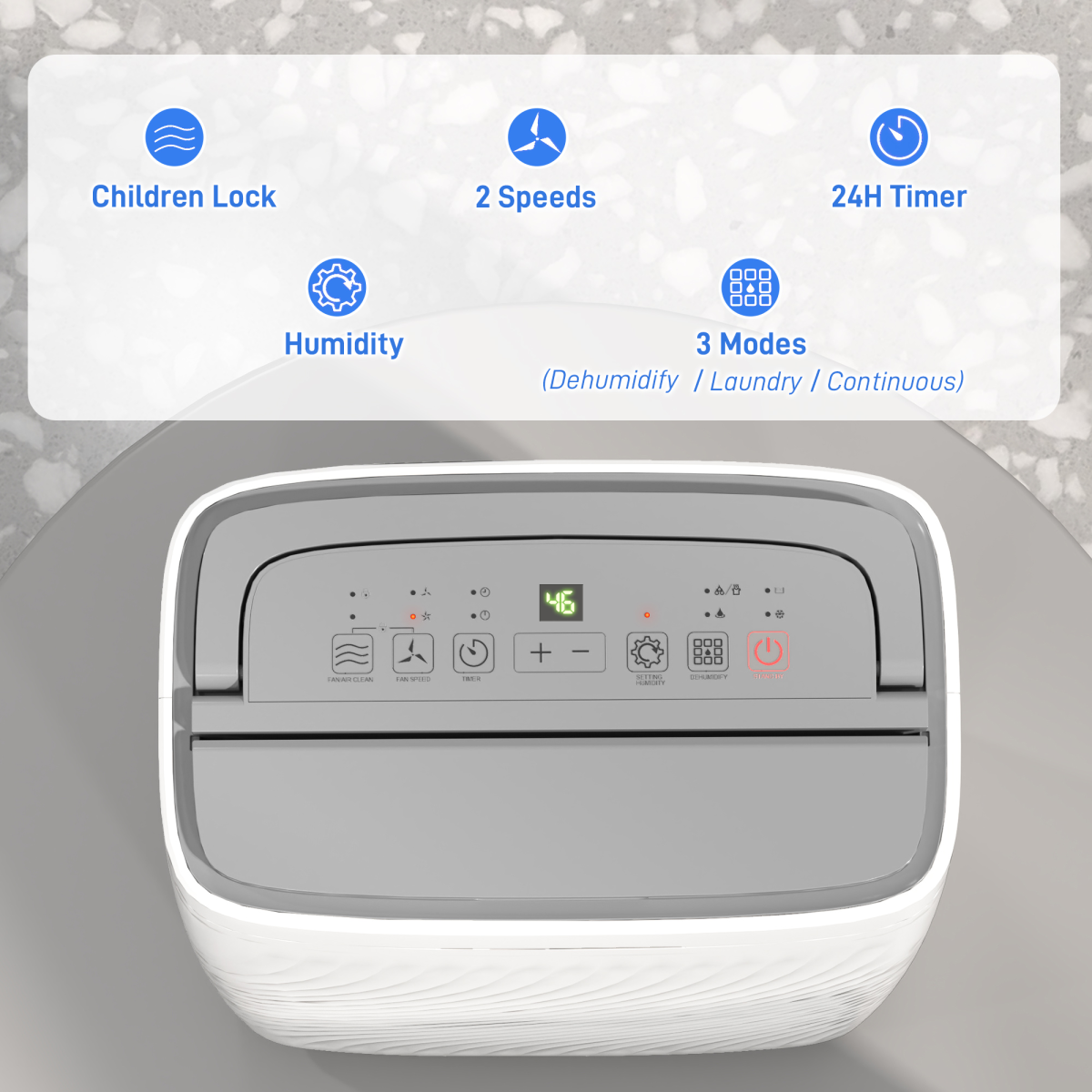HOMCOM 16L Dehumidifier with Filter, 5.5L Water Tank, Auto Defrost, Timer