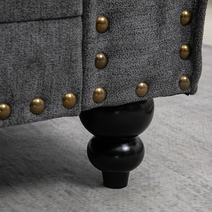 2 Seater Sofas Fabric Sofa with Nailhead Trim Cushions and Throw Pillows Grey