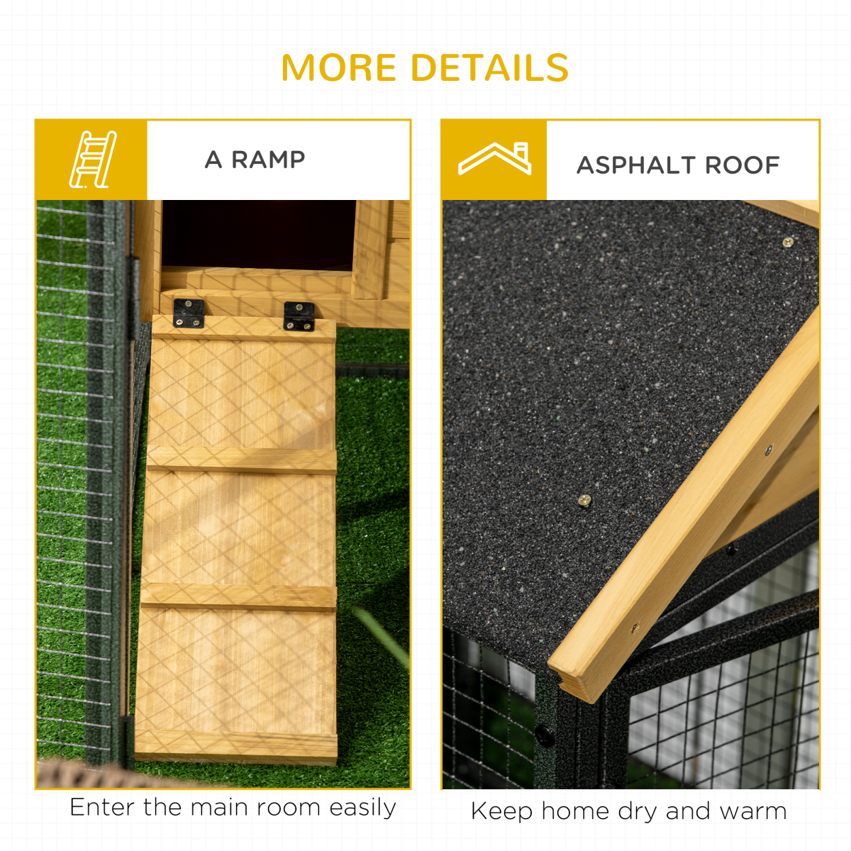 PawHut Rabbit Hutch Outdoor Bunny Cage w/ Run, Removable Tray 120 x 55.5 x 80cm