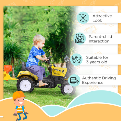 HOMCOM Pedal Go Kart Ride on Excavator Wheels Tyres Kids Children -Yellow