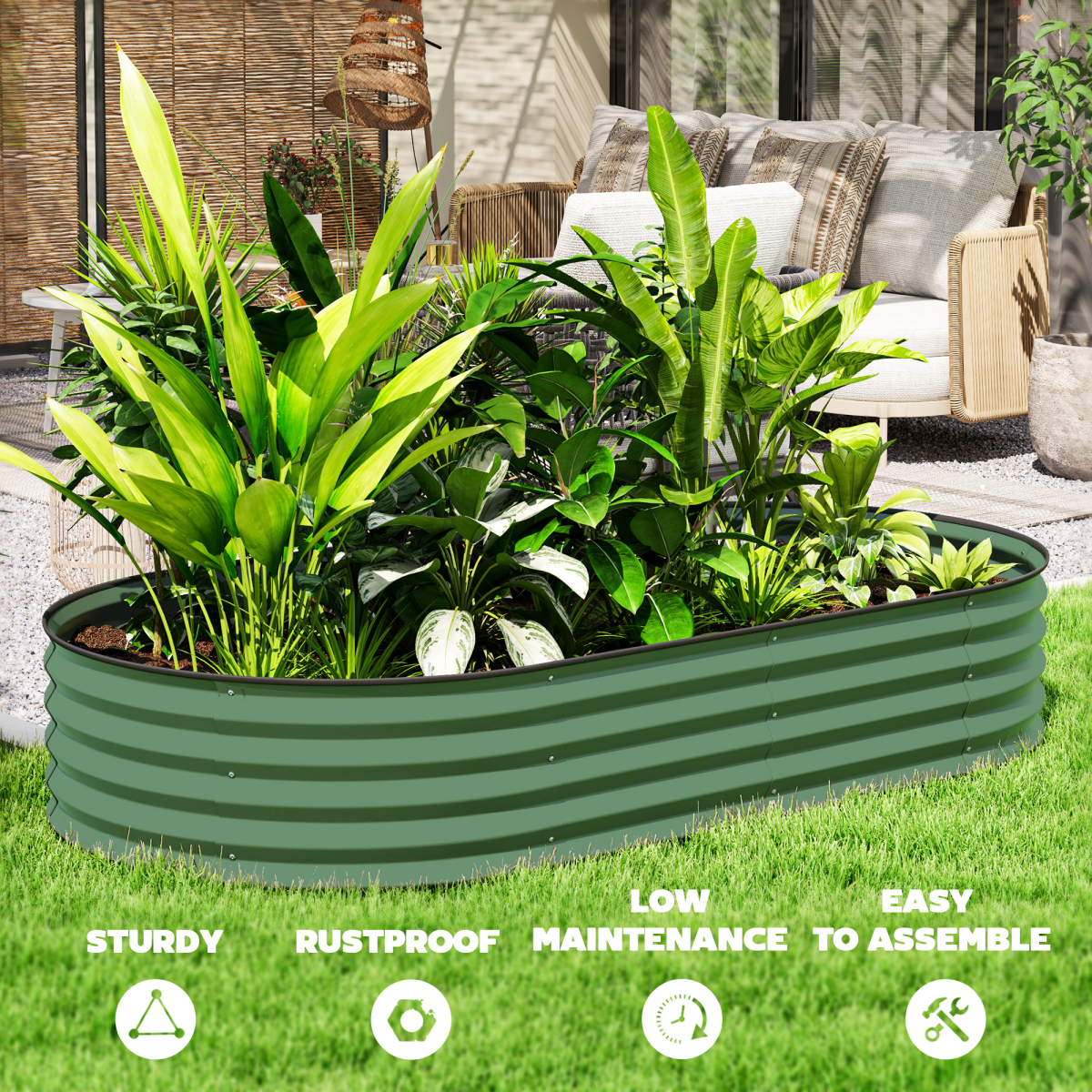 Garden Raised Planters Set - Durable Galvanised Steel for Outdoor Use