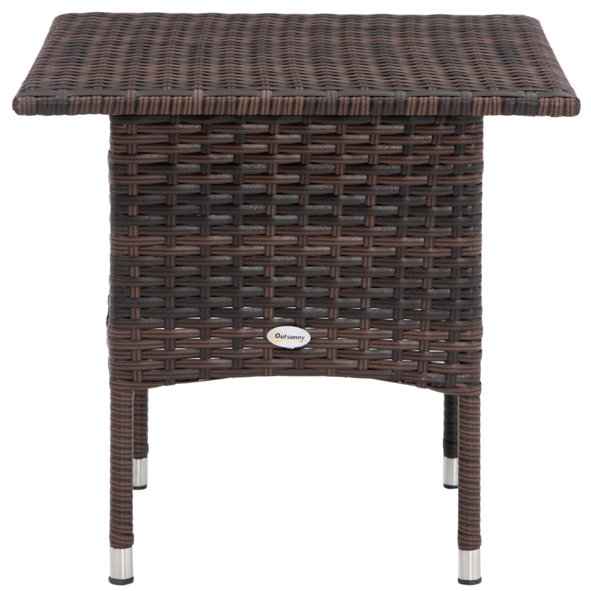 Outsunny PE Rattan Outdoor Coffee Table, Easy Match Rattan Side Table, Brown