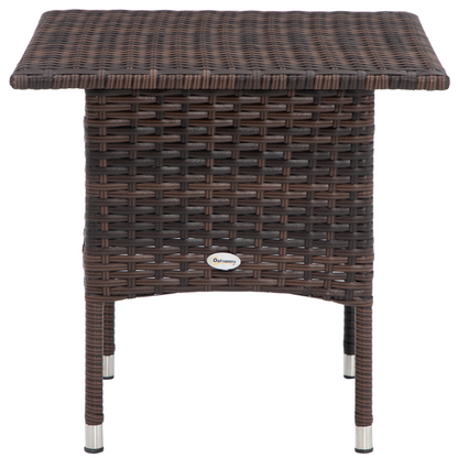 Outsunny PE Rattan Outdoor Coffee Table, Easy Match Rattan Side Table, Brown