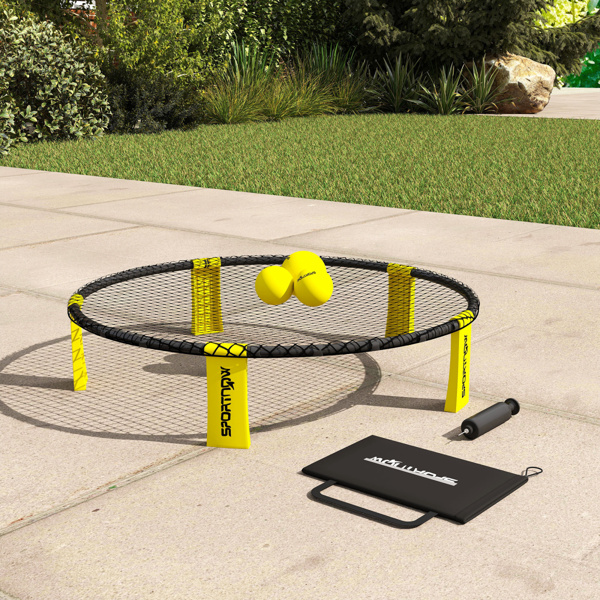 SPORTNOW Spike Ball Set, Mini Beach Games Set with Net, 3 Balls and Pump