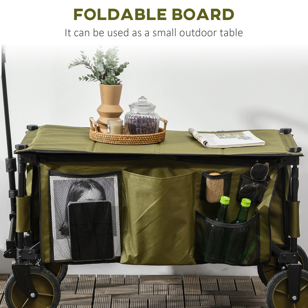 Folding Garden Trolley Collapsible Camping Trolley Steel with Folding Board