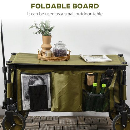 Folding Garden Trolley Collapsible Camping Trolley Steel with Folding Board