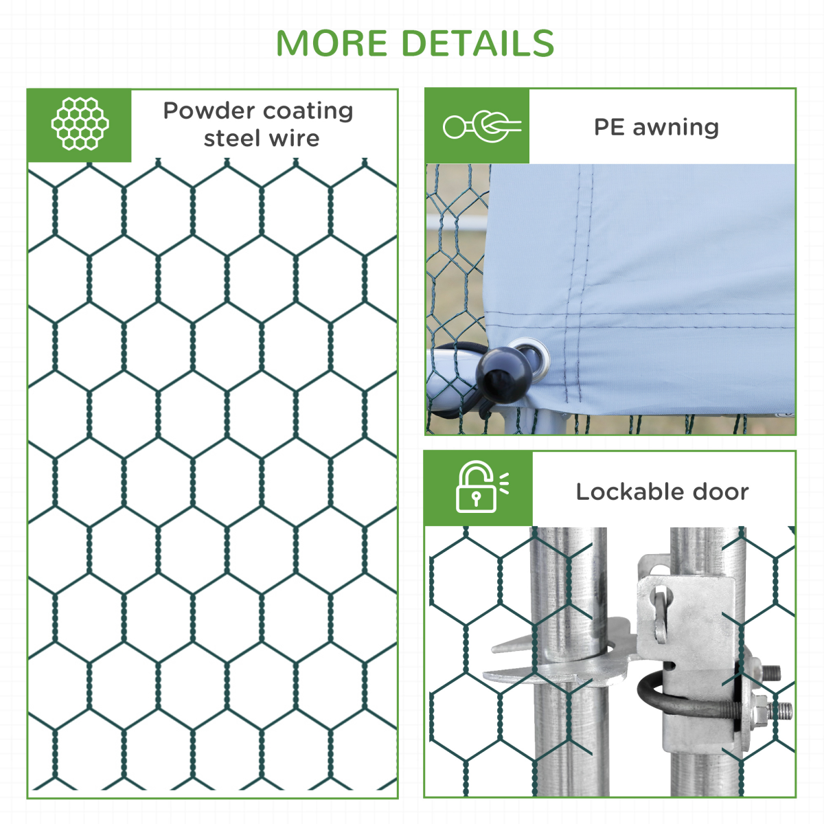 PawHut Walk In Chicken Run Large Galvanised Chicken Coop with Cover 6 x 3 x 2m
